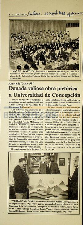 Donada valiosa obra pictórica a la Universidad de Concepción : aporte de "Arte '93"