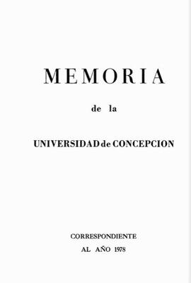 Memoria de la Universidad de Concepción correspondiente al año 1978.