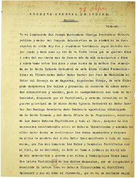 Instrumento Jurídico sobre fundación de un Beaterio en la ciudad de Concepción de Chile dedicado a la Santísima Trinidad, y algunas apariciones de la Virgen María en la ciudad