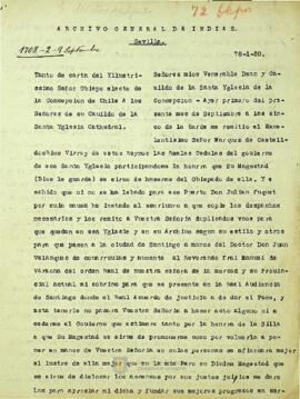 Conjunto de cartas del Ilustrísimo señor Obispo electo de la Concepción de Chile a los señores de su cabildo de la santa iglesia catedral