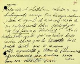Comentarios de Ricardo A. Latcham sobre el libro "De California a Harvard"