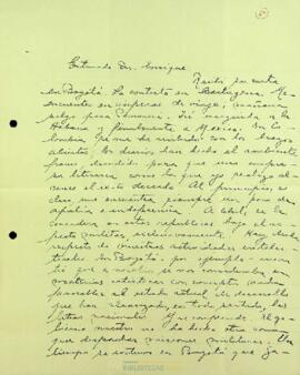 Comentarios sobre Chile, Cartagena de Indias y América Latina por parte de Armando Zegrí a Enrique Molina Garmendia