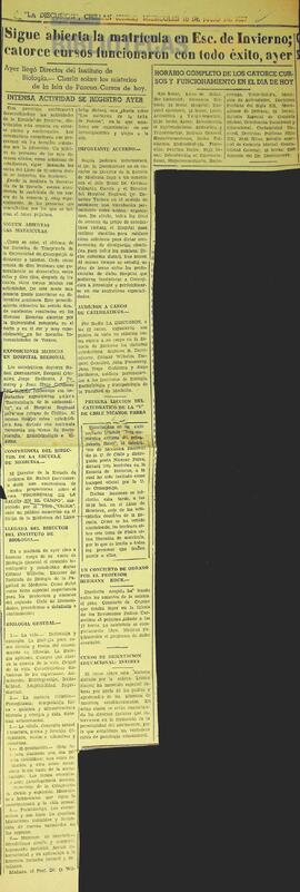 Sigue abierta la matrícula en Esc. de Invierno; catorce cursos funcionaron con todo éxito, ayer
