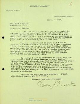 Comentarios de Percy A. Martin respecto de la obra "De California a Harvard"
