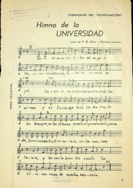 Himno de la Universidad / Letra: Víctor Domingo Silva; Música: Anónimo