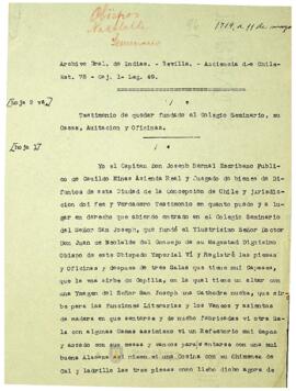 Detalle de la división de las rentas decimales del Obispado de Concepción