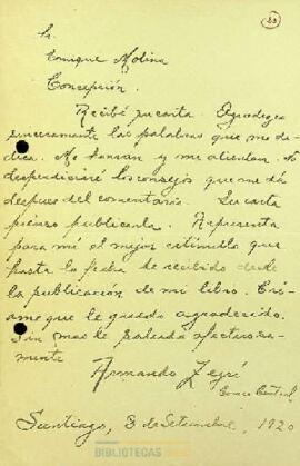 Agradecimientos de Armando Zegrí hacia Enrique Molina