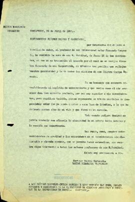 Designación de Enrique Molina como Miembro Honorario de la Facultad de Ciencias Jurídicas y Sociales de la Universidad de Chile