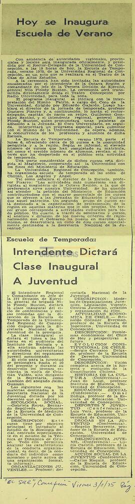 Hoy se inaugura Escuela de Verano