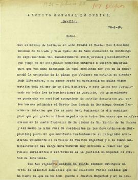 Informe del obispo de Concepción al Rey sobre la visita y procedimientos efectuados por Francisco Sanchez de Barreda y Vera