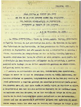 Real Cédula al obispo de Concepción en que el Rey le manifiesta que desea se haga una transacción en el pleito sobre diezmos entre los regulares y clérigos y que manden estos sus poderes a Madrid