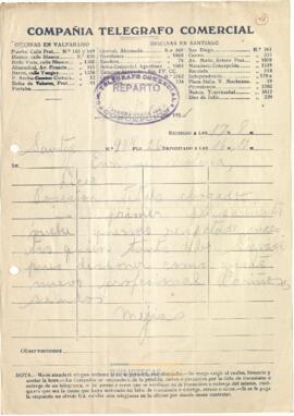 Telegrama de Eliecer Mejías Concha a Enrique Molina