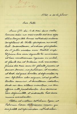 Carta escrita por el Obispo de Concepción, enviada al Papa Benedicto XIII
