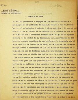 Sobre la edificación de canongias de oposición en Concepción y la entrega de la canongia a don Fernando de Herice